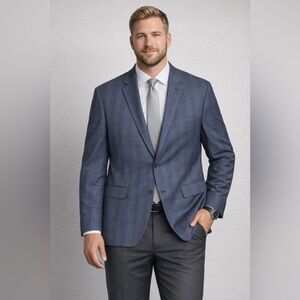 Banana Republic Men's Sz 48R Blue Plaid Slim Sport Coat Marzotto Wool Blazer NWT